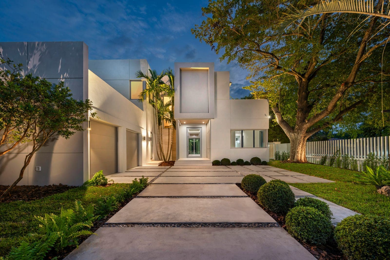 Modern house at dusk